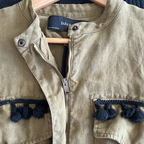 Zara linen utility style jacket with tassels - Picture 5 of 6